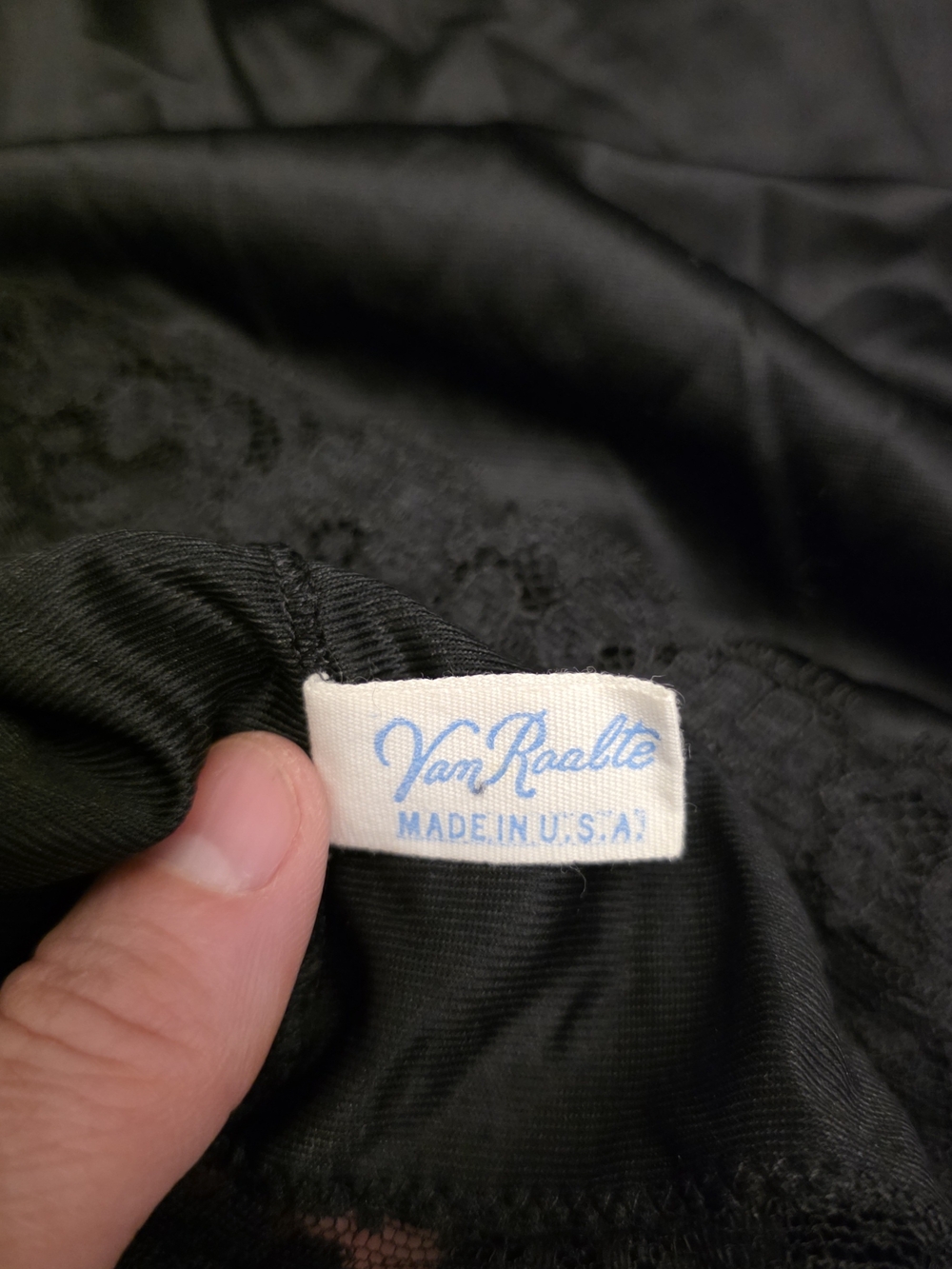 Vintage Van Raalte Black Nylon Slip Dress - Lace Bodice Lingerie Sz Short 38 - Picture 5 of 9